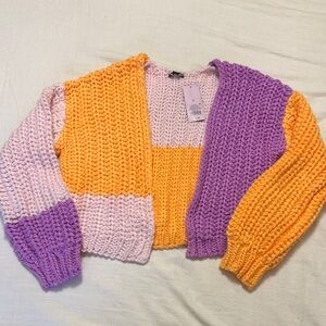 NWT Colorblock Chunky Knit Cardigan